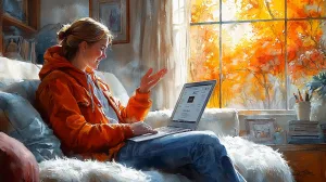 lady-gesturing-happily-at-computer